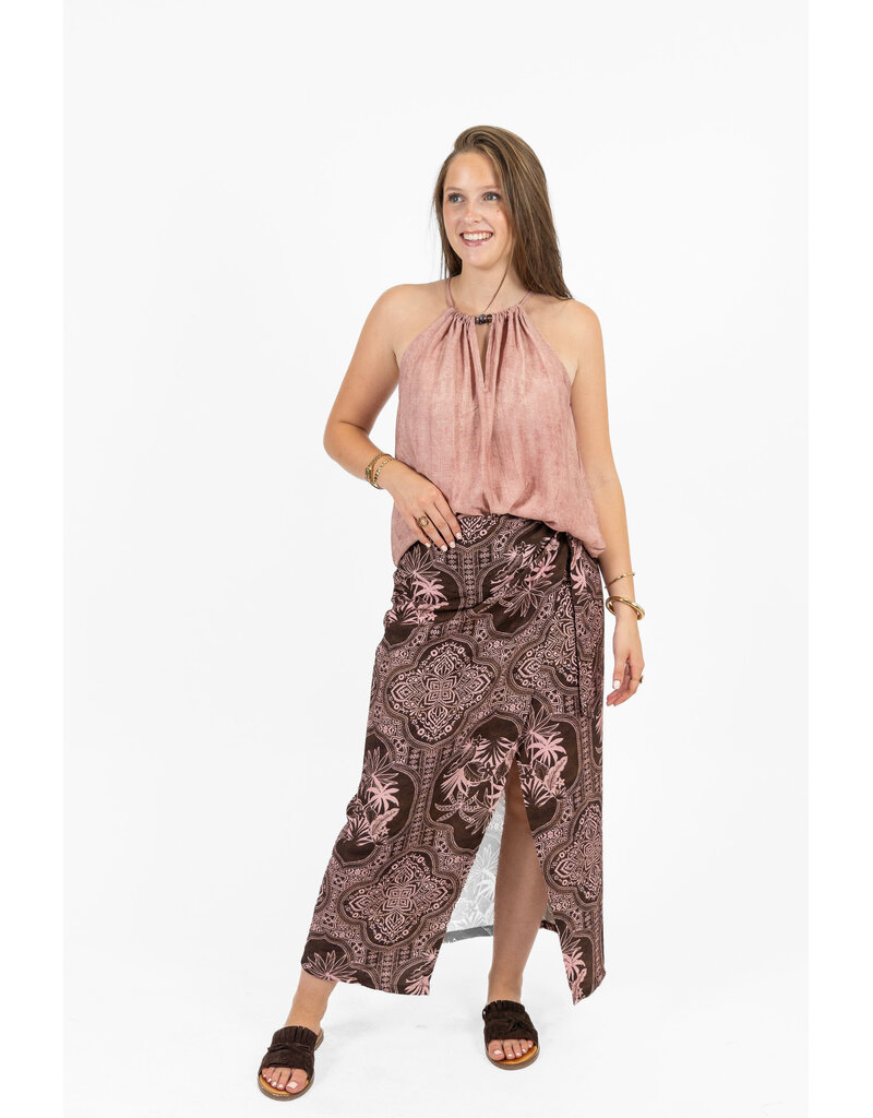 21Jewelz Wikkelrok met zomerse print - bruin/roze