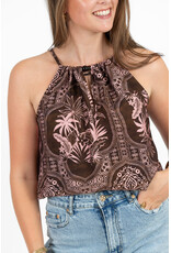 21Jewelz Haltertop met zomerse print en kralen - bruin/roze