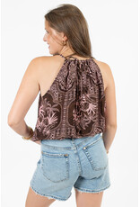 21Jewelz Haltertop met zomerse print en kralen - bruin/roze