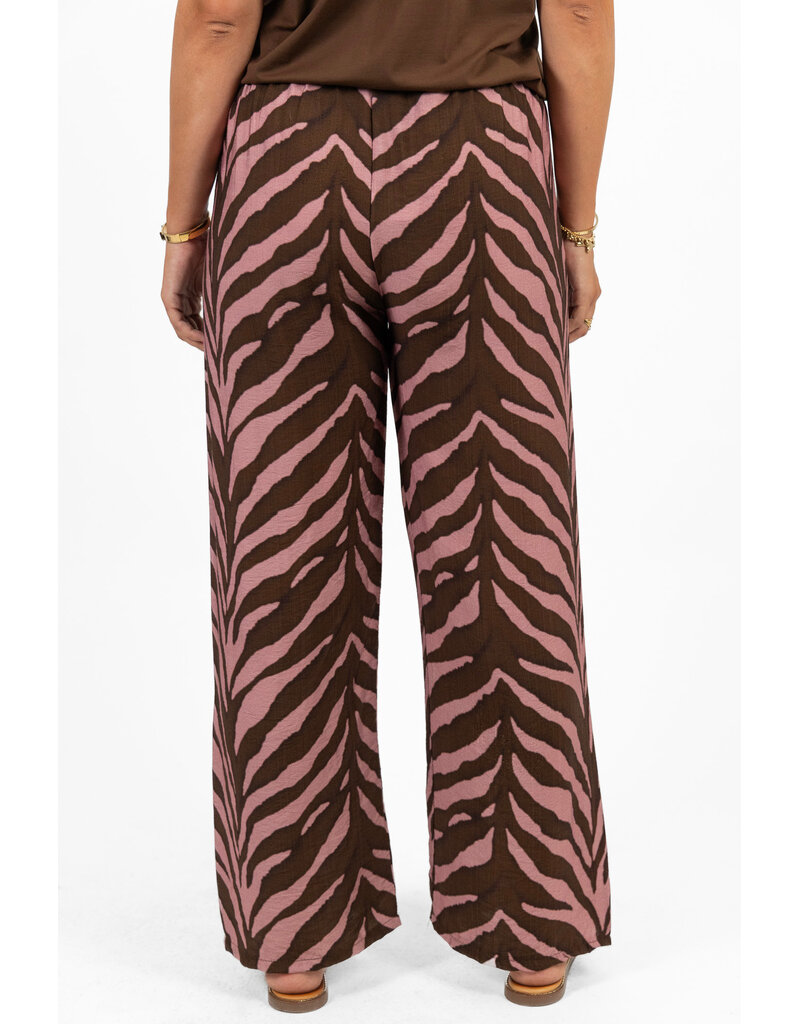 21Jewelz Zomer pantalon met ceintuur en zebraprint - roze