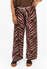21Jewelz Zomer pantalon met ceintuur en zebraprint - roze