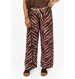 21Jewelz Zomer pantalon met ceintuur en zebraprint - roze