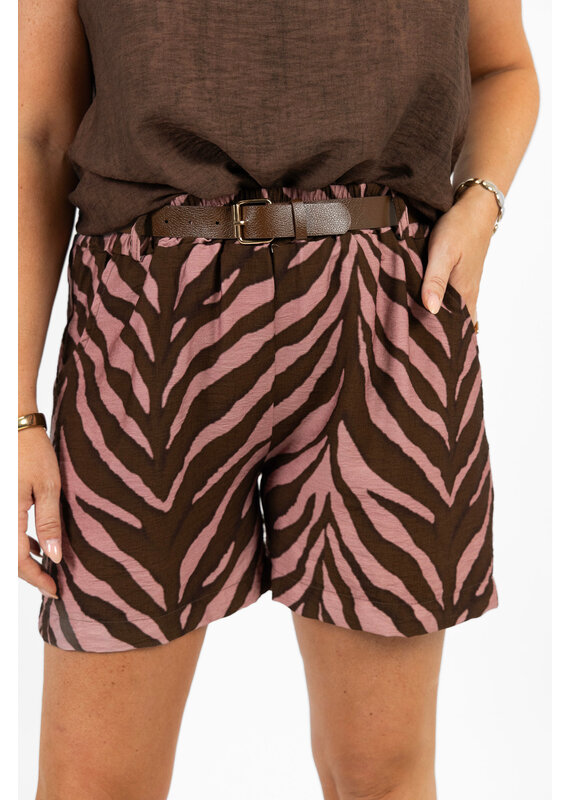 21Jewelz Short met riem & zebraprint - roze