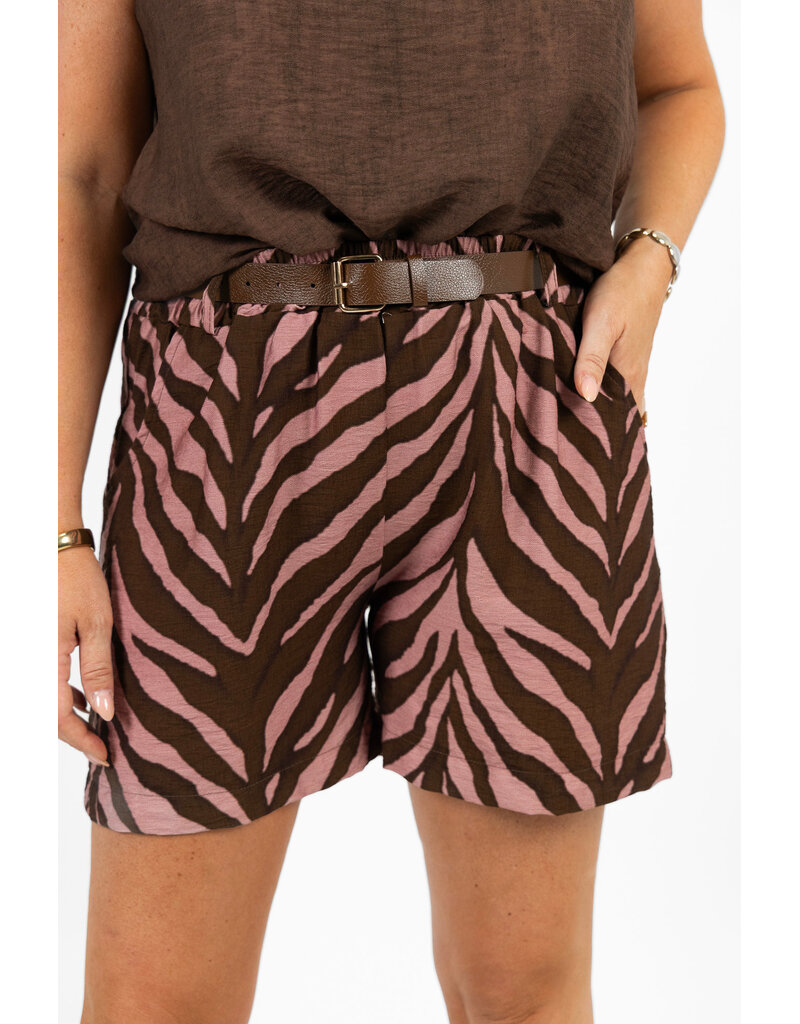 21Jewelz Short met riem & zebraprint - roze