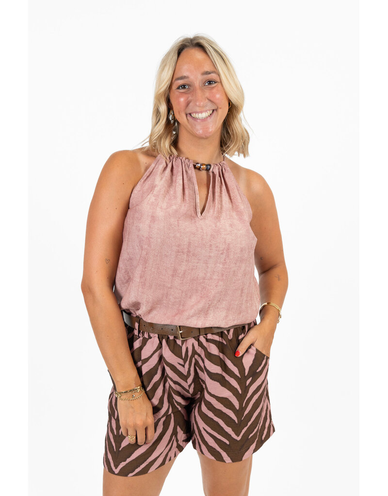 21Jewelz Short met riem & zebraprint - roze