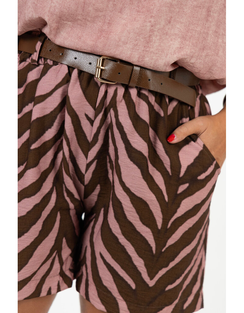 21Jewelz Short met riem & zebraprint - roze