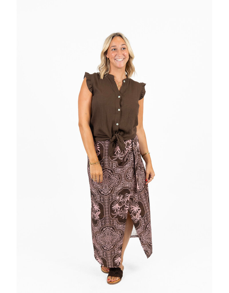 21Jewelz Wikkelrok met zomerse print - bruin/roze