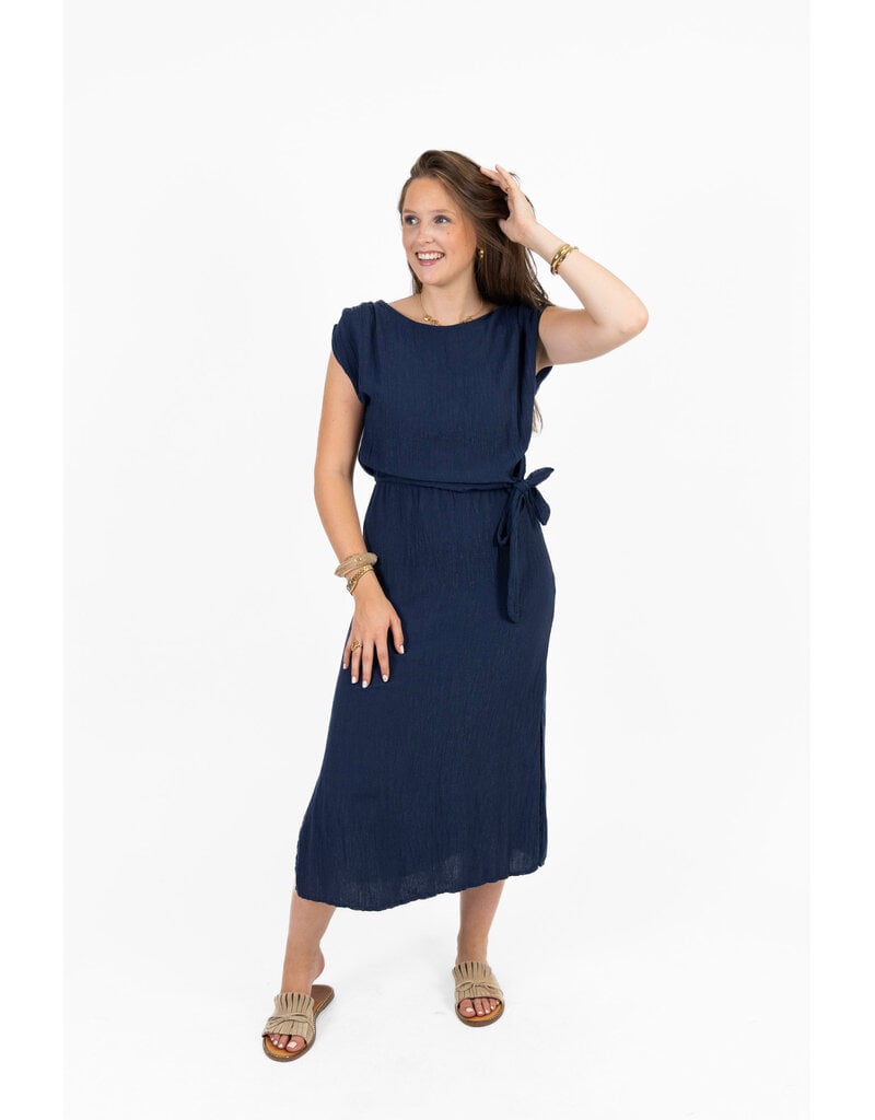 21Jewelz Effen jurk met knoopdetail - blauw