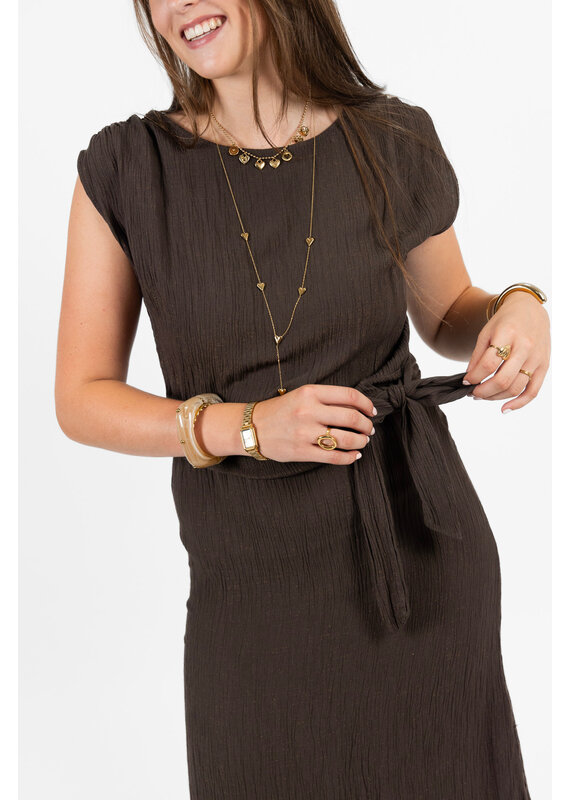 21Jewelz Effen jurk met knoopdetail - bruin