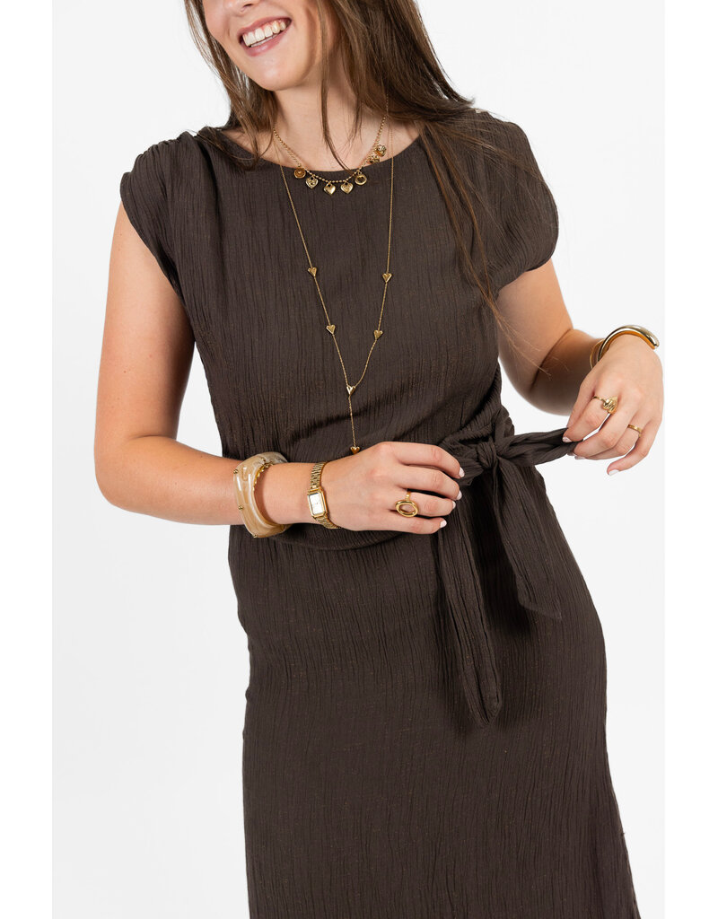 21Jewelz Effen jurk met knoopdetail - bruin