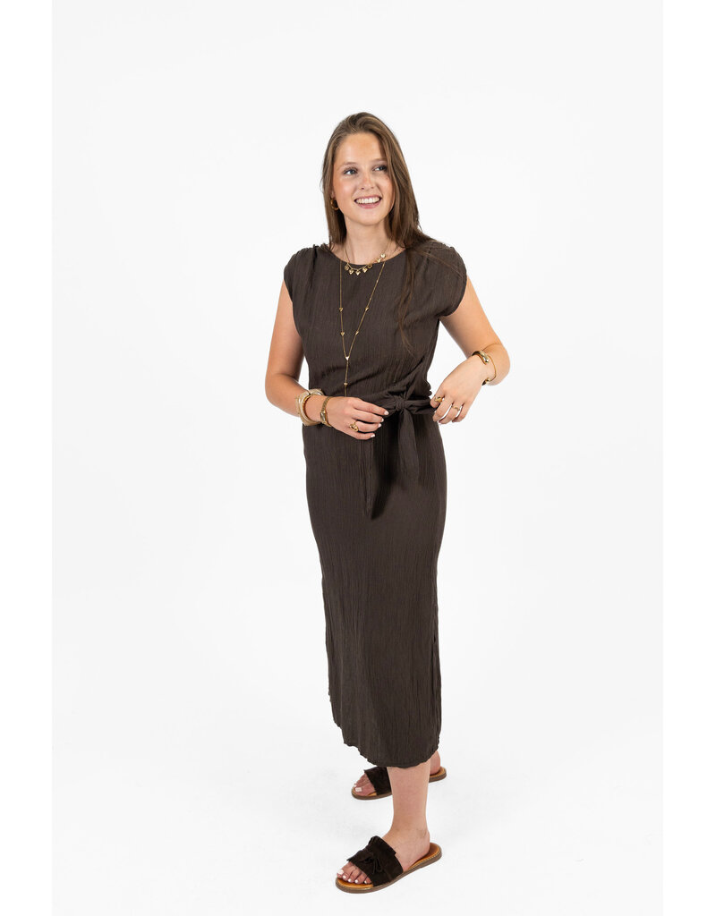 21Jewelz Effen jurk met knoopdetail - bruin