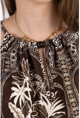 21Jewelz Haltertop met zomerse print en kralen - bruin/ecru