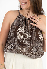 21Jewelz Haltertop met zomerse print en kralen - bruin/ecru