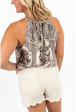 21Jewelz Haltertop met zomerse print en kralen - bruin/ecru