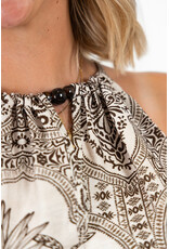 21Jewelz Haltertop met zomerse print en kralen - bruin/ecru