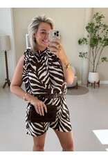 21Jewelz Mouwloze top met strik en zebraprint - ecru