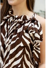 21Jewelz Mouwloze top met strik en zebraprint - ecru