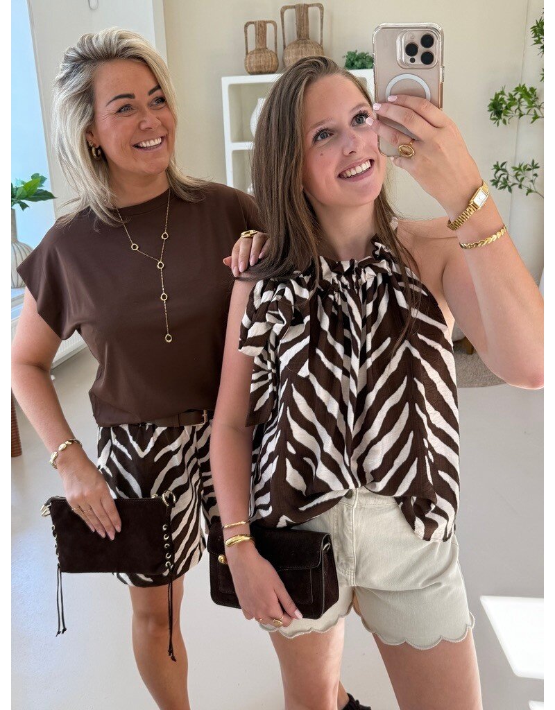 21Jewelz Short met riem & zebraprint - ecru