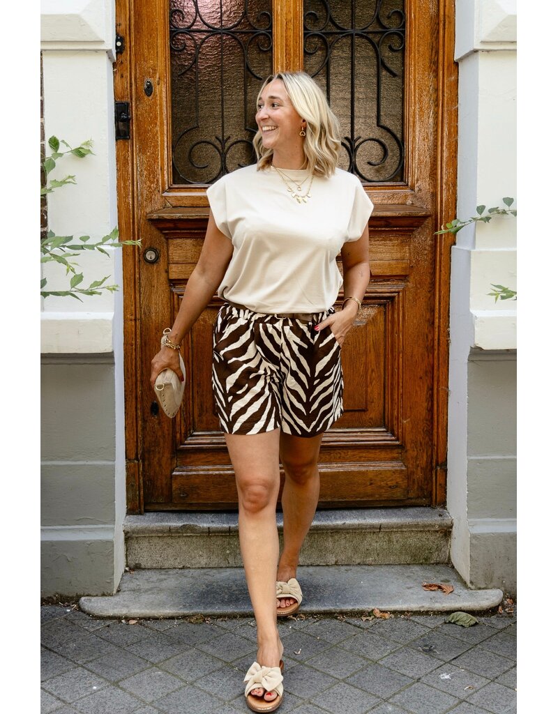 21Jewelz Short met riem & zebraprint - ecru