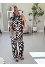 21Jewelz Zomer pantalon met ceintuur en zebraprint - ecru