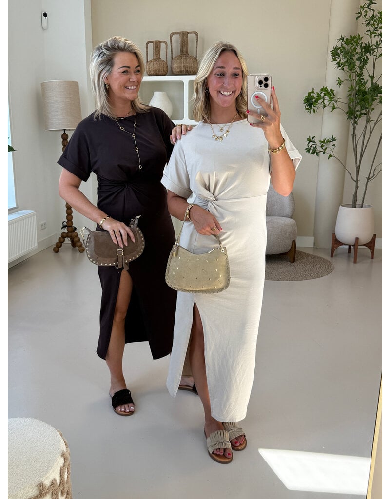 21Jewelz Lange jurk met knoopdetail - beige