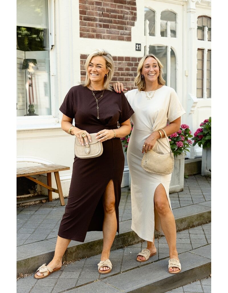 21Jewelz Lange jurk met knoopdetail - beige