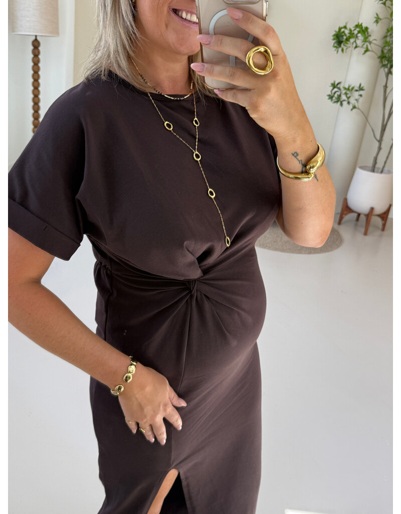 21Jewelz Lange jurk met knoopdetail - bruin