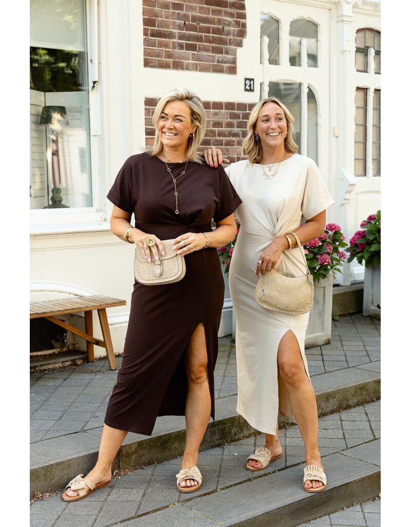 21Jewelz Lange jurk met knoopdetail - bruin