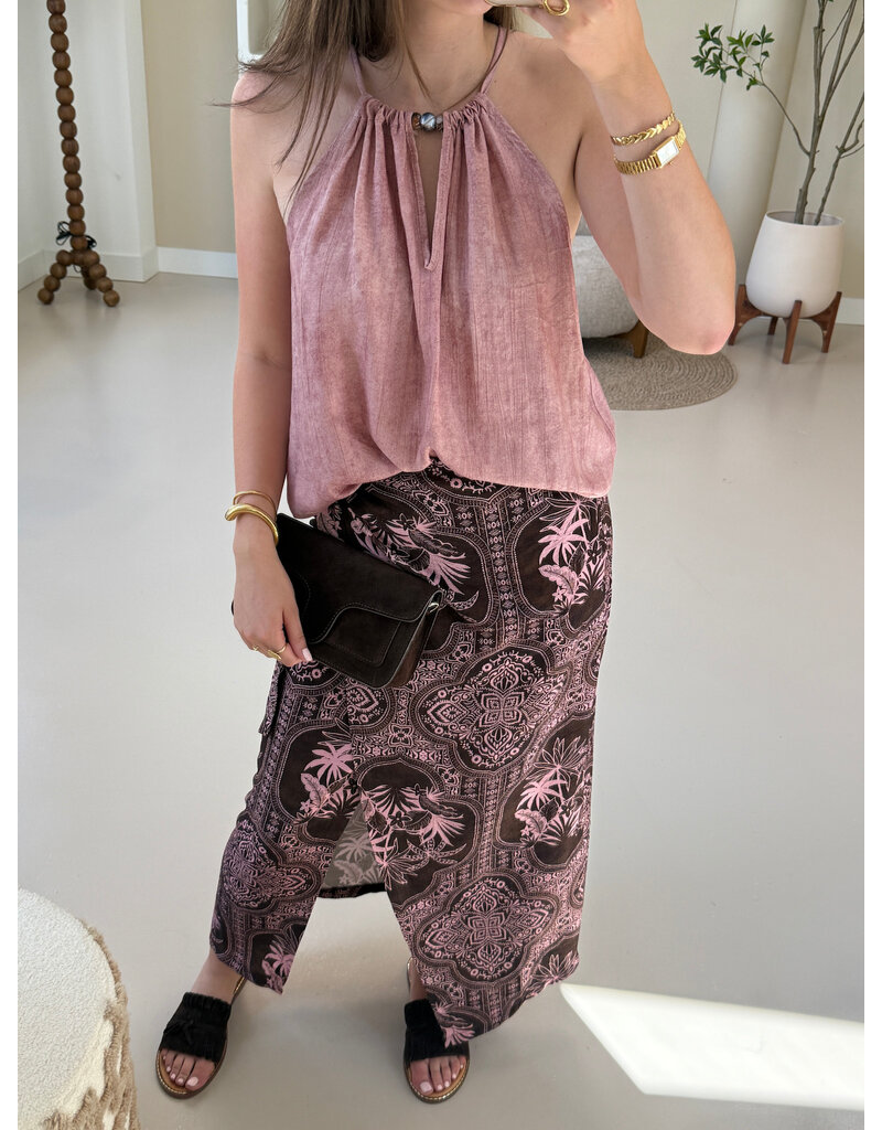 21Jewelz Wikkelrok met zomerse print - bruin/roze