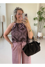 21Jewelz Haltertop met zomerse print en kralen - bruin/roze