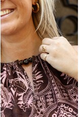 21Jewelz Haltertop met zomerse print en kralen - bruin/roze