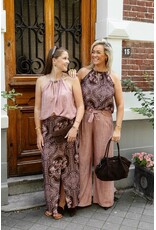 21Jewelz Haltertop met zomerse print en kralen - bruin/roze