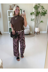 21Jewelz Zomer pantalon met ceintuur en zebraprint - roze