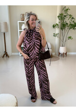 21Jewelz Zomer pantalon met ceintuur en zebraprint - roze