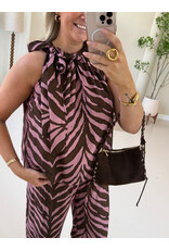 21Jewelz Zomer pantalon met ceintuur en zebraprint - roze