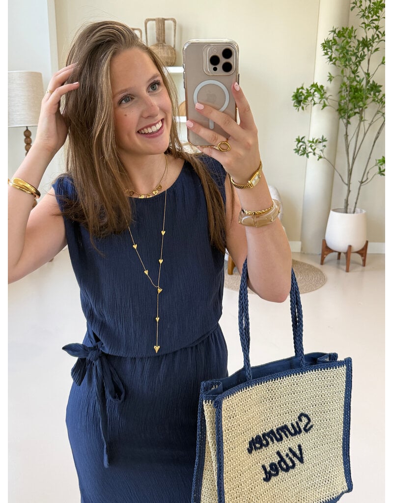 21Jewelz Effen jurk met knoopdetail - blauw