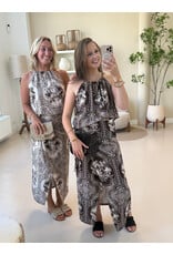 21Jewelz Haltertop met zomerse print en kralen - bruin/ecru