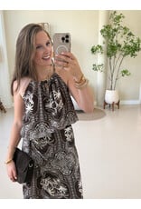 21Jewelz Haltertop met zomerse print en kralen - bruin/ecru