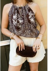21Jewelz Haltertop met zomerse print en kralen - bruin/ecru