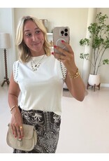 21Jewelz Mouwloze top met studs - ecru