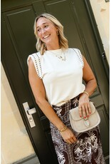 21Jewelz Mouwloze top met studs - ecru