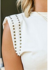 21Jewelz Mouwloze top met studs - ecru