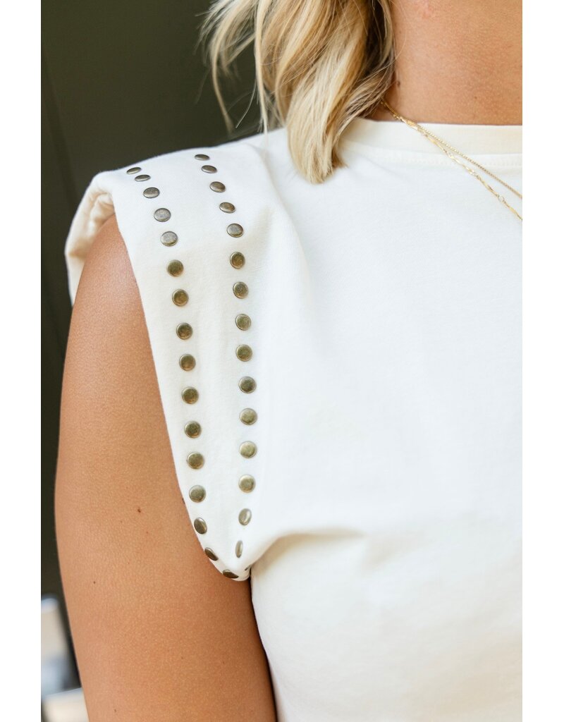 21Jewelz Mouwloze top met studs - ecru