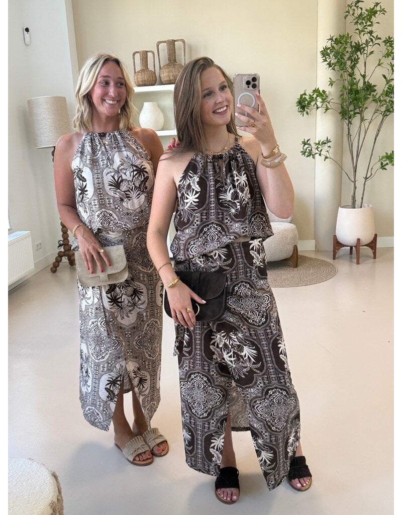 21Jewelz Wikkelrok met zomerse print - ecru/bruin