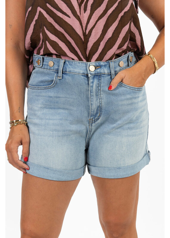 21Jewelz Jeans short met gouden knopen - blauw