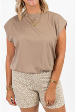 21Jewelz Mouwloze top met elastiek - taupe
