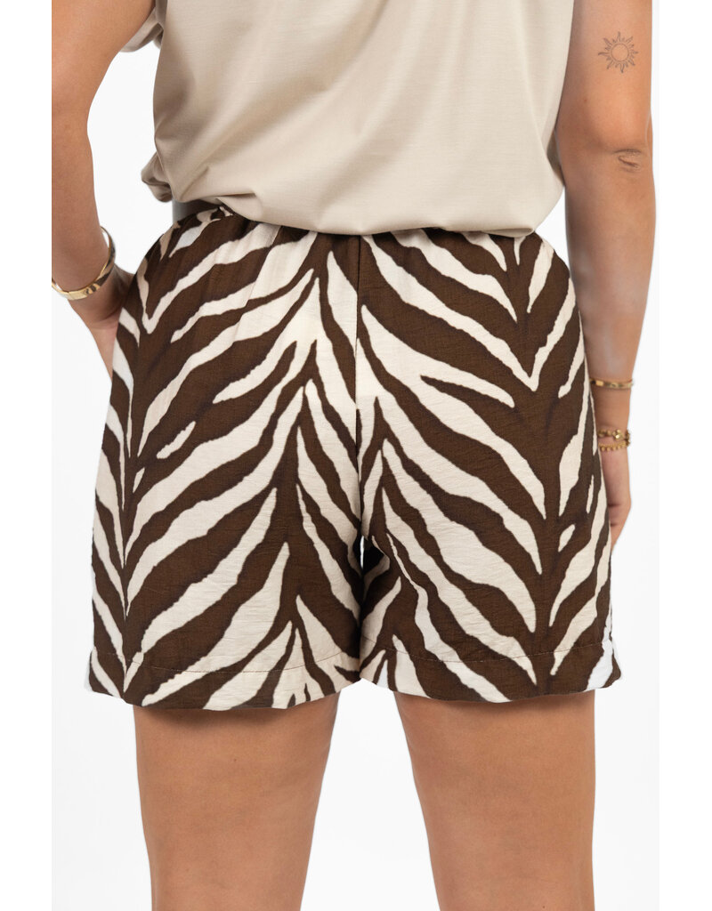 21Jewelz Short met riem & zebraprint - ecru