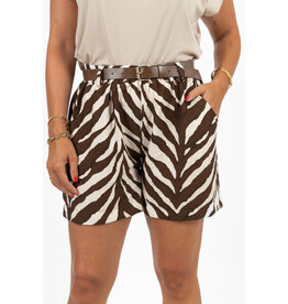 21Jewelz Short met riem & zebraprint - ecru