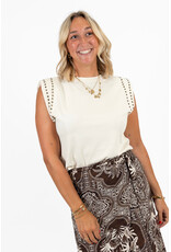 21Jewelz Mouwloze top met studs - ecru