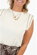 21Jewelz Mouwloze top met studs - ecru